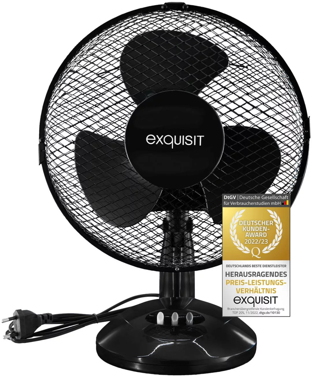 exquisit Tischventilator »VT 35083 sw«, Ø 40 cm, inkl. Oszillation & 50 W L günstig online kaufen