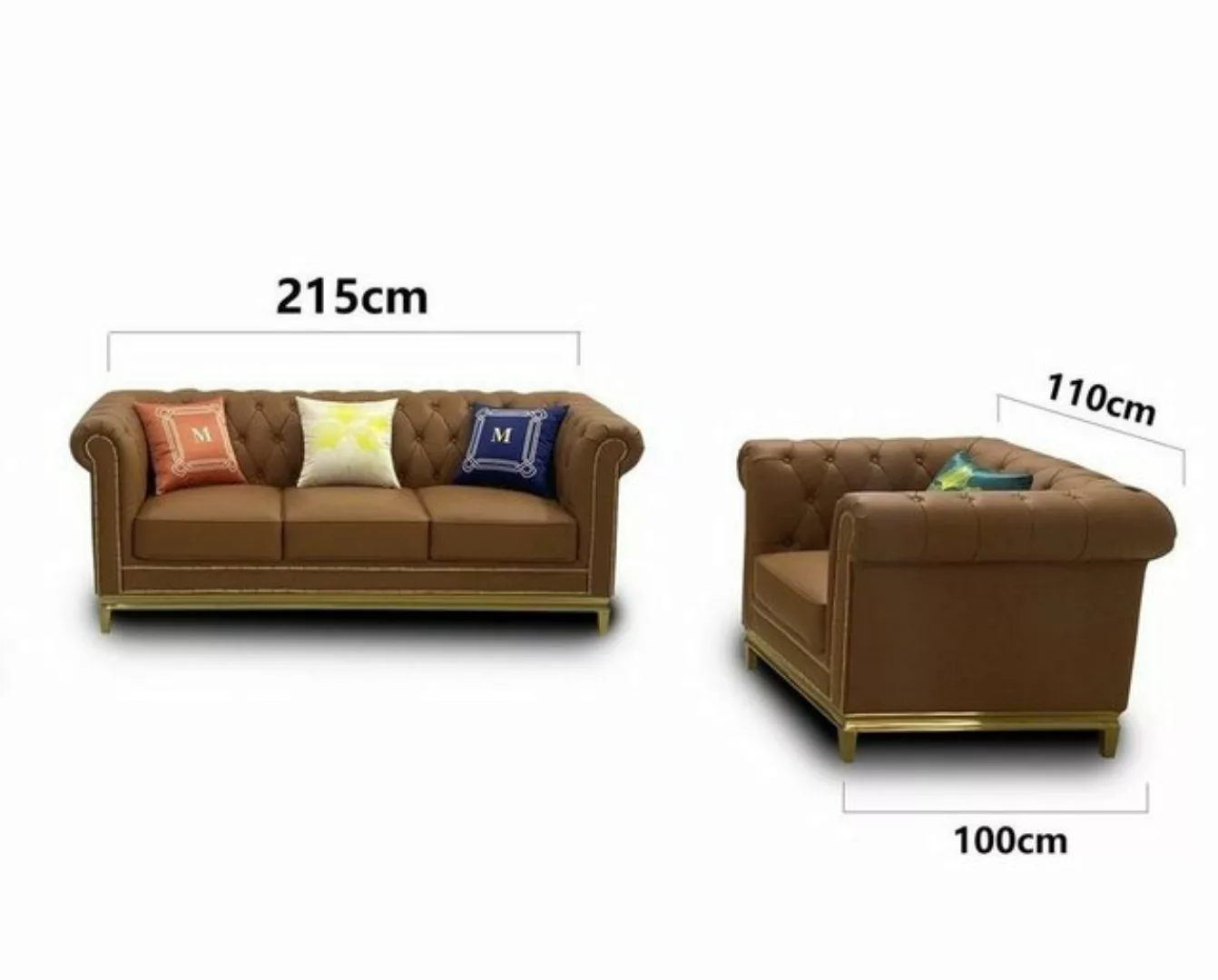 JVmoebel Sofa Klassische beige Luxus Chesterfield 3+2+1 Sitzer Polstermöbel günstig online kaufen