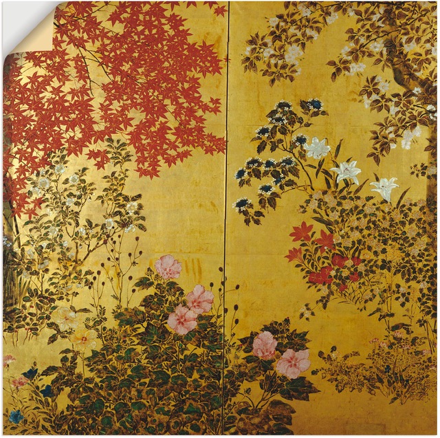 Artland Wandbild "Japanischer Wandschirm 18. Jahrhundert", Pflanzen, (1 St. günstig online kaufen