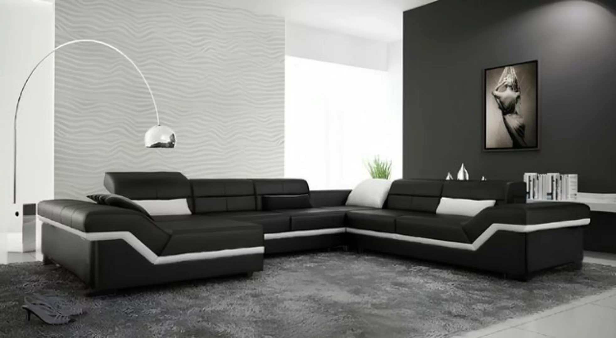 Xlmoebel Ecksofa Großes Ledersofa mit USB-Anschluss für Wohnlandschaft, Eck günstig online kaufen