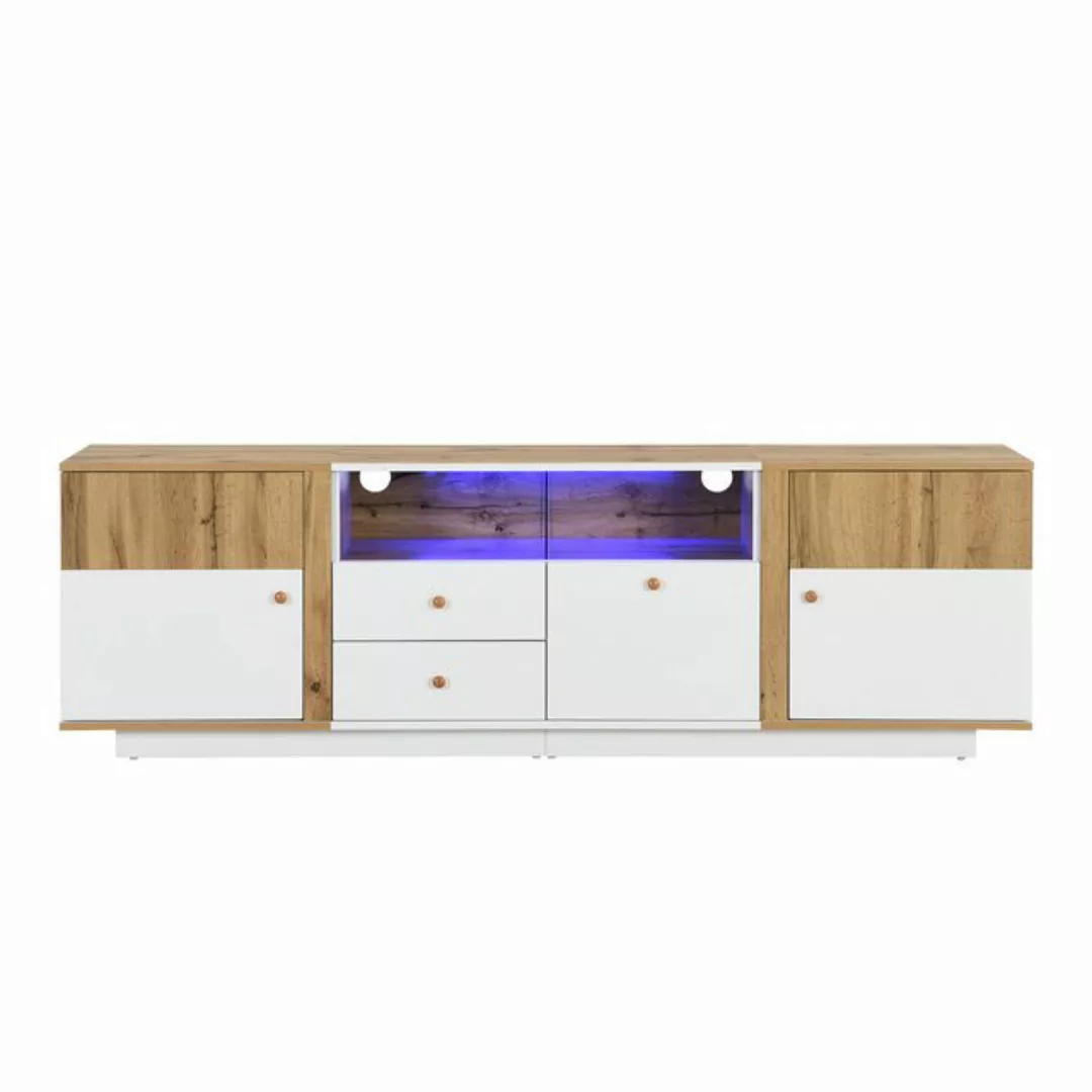 EXTSUD TV-Schrank Lowboard, TV-Schrank mit LED-Lichteffekten, Glastrennwand günstig online kaufen