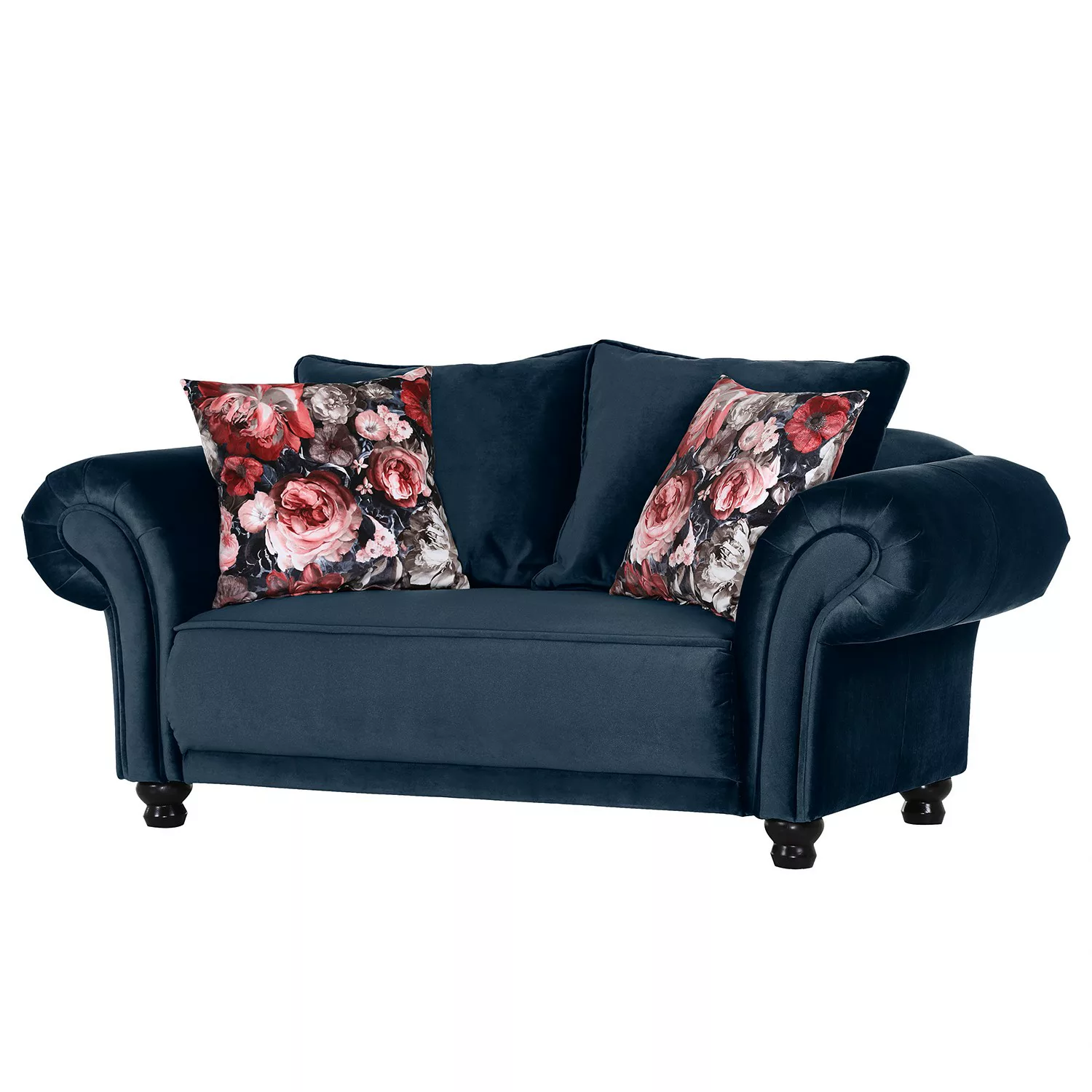 home24 Ridgevalley Sofa Lusse 2-Sitzer Marineblau Samt 200x81x100 cm günstig online kaufen