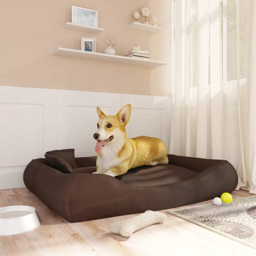 Vidaxl Hundebett Mit Kissen Braun 115x100x20 Cm Oxford-gewebe günstig online kaufen