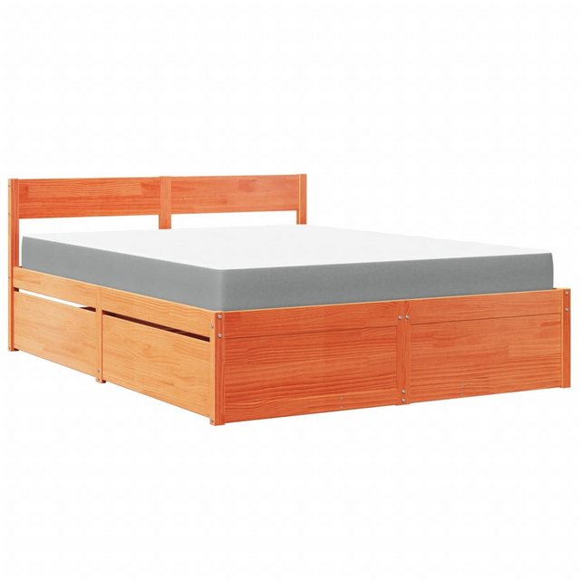 vidaXL Bett Bett mit Schubladen und Matratze Wachsbraun 140x200 Massivholz günstig online kaufen