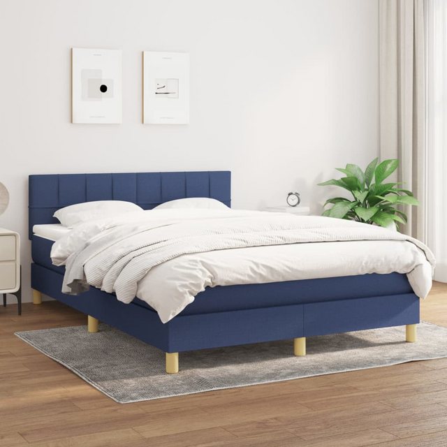 vidaXL Bettgestell Boxspringbett mit Matratze Creme 140x200 cm Stoff Bett B günstig online kaufen