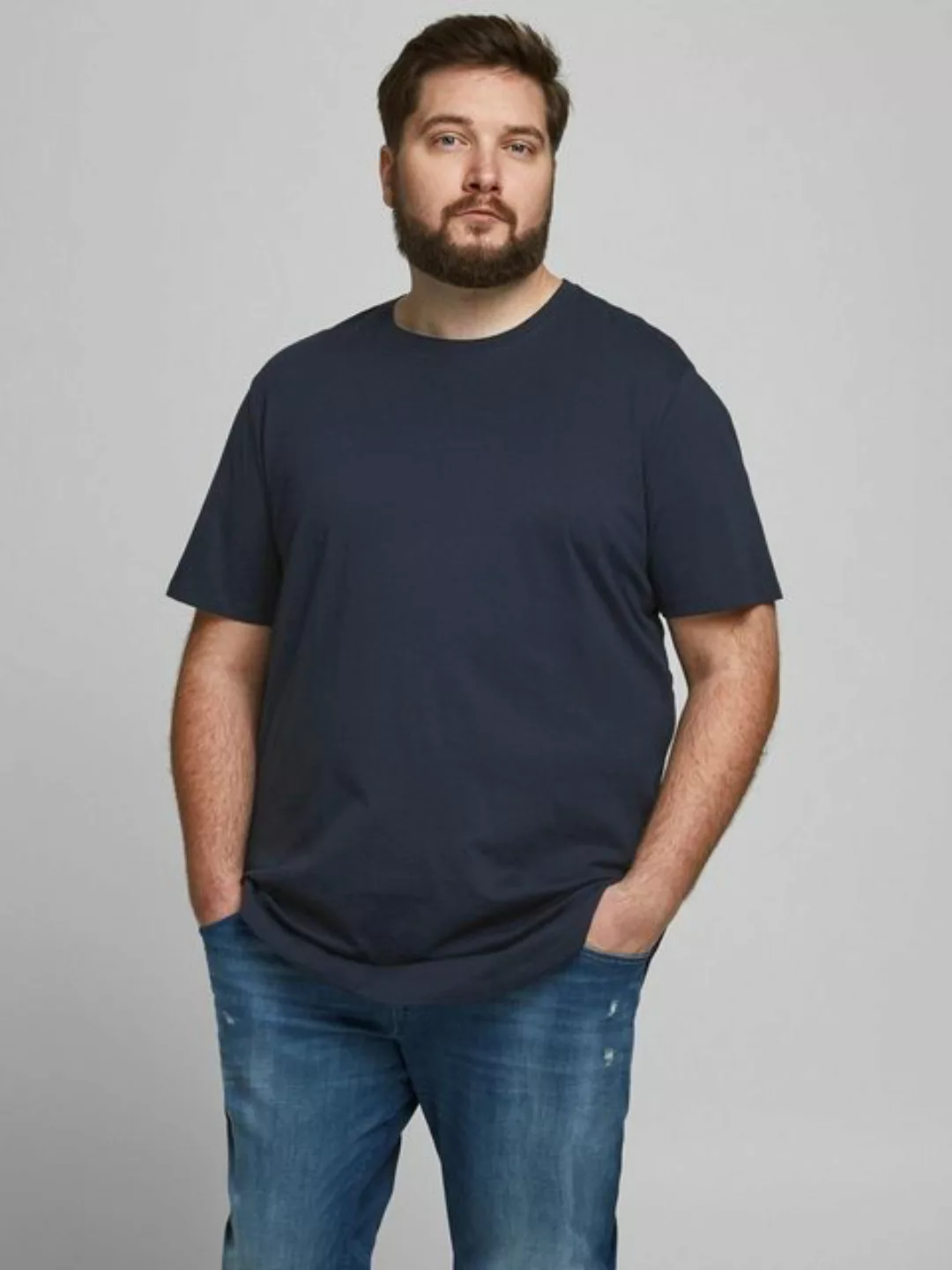 Jack & Jones Herren Rundhals T-Shirt JJENOA - Regular Fit Plussize günstig online kaufen