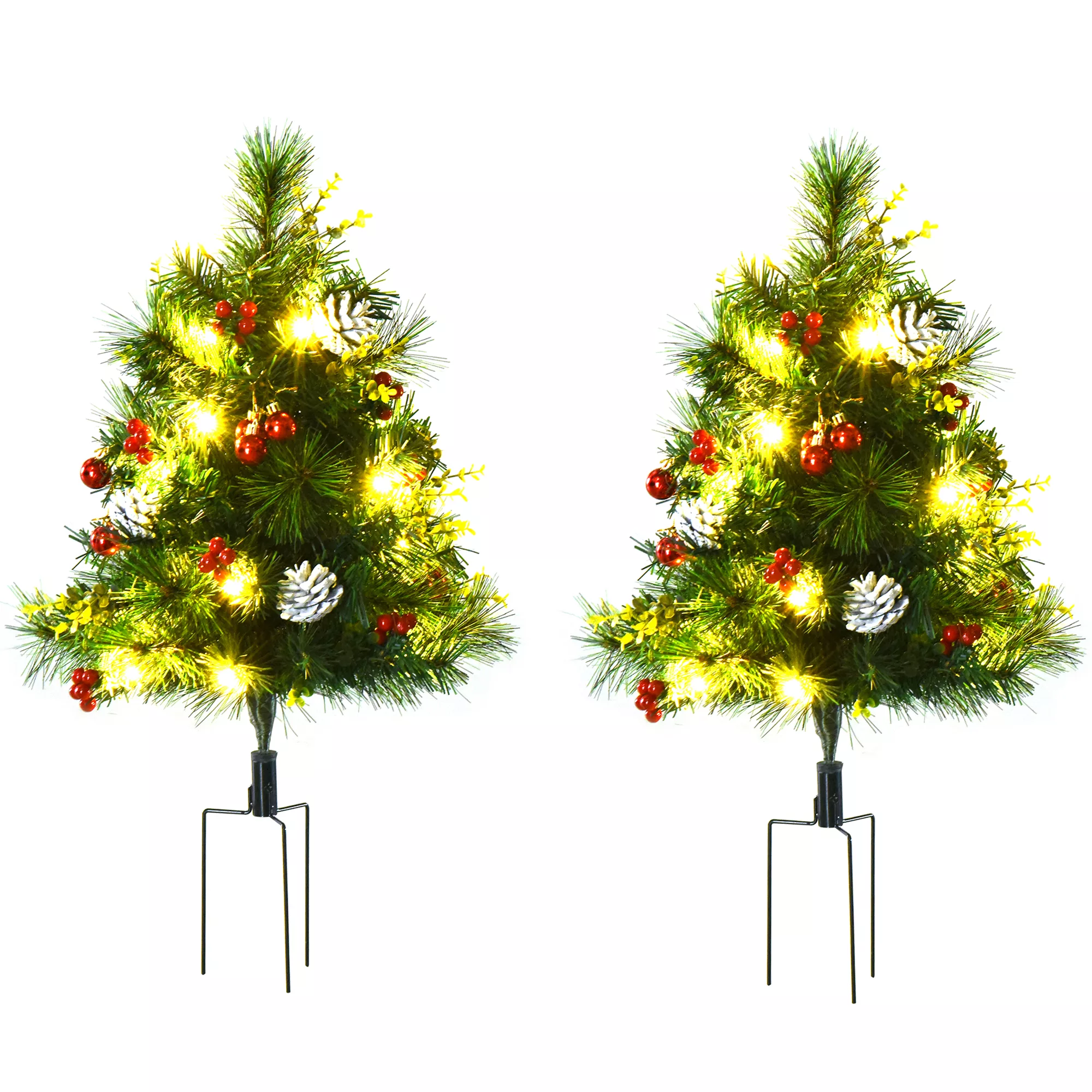 HOMCOM 2-er-Set Weihnachtsbäume Mini künstlicher Christbaum mit Tannenzapfe günstig online kaufen