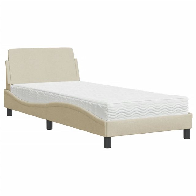 vidaXL Bett Bett mit Matratze Creme 90x190 cm Stoff günstig online kaufen