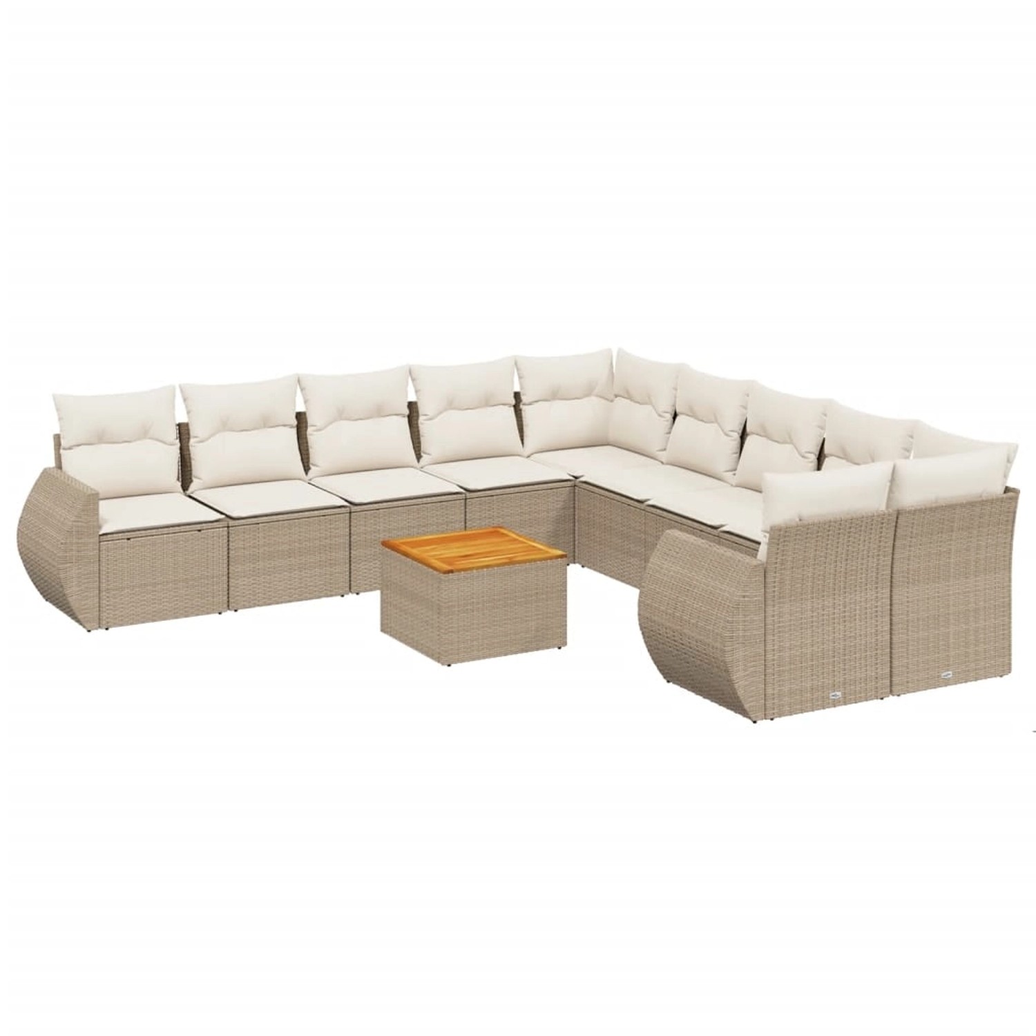 vidaXL 11-Tlg Garten-Sofagarnitur mit Kissen Beige Poly Rattan 3257528 günstig online kaufen
