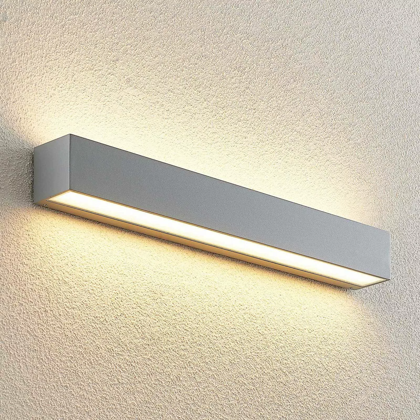 Lucande LED-Außenwandlampe Lengo, 50 cm, silber, 2-flg., Alu günstig online kaufen