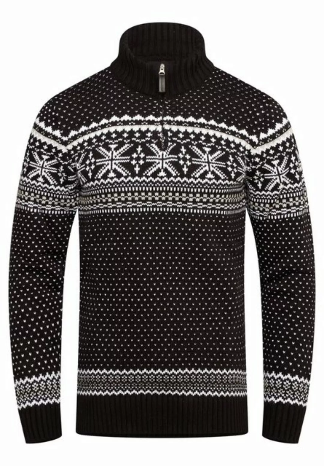 behype Strickpullover BHGALENA Grobstrick Norweger-Muster Troyer günstig online kaufen