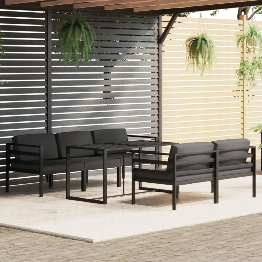 Vidaxl 6-tlg. Garten-lounge-set Mit Kissen Aluminium Anthrazit günstig online kaufen