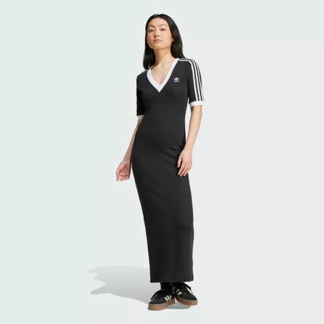 adidas Originals Maxikleid ADICOLOR 3-STREIFEN KNIT V-NECK KLEID günstig online kaufen