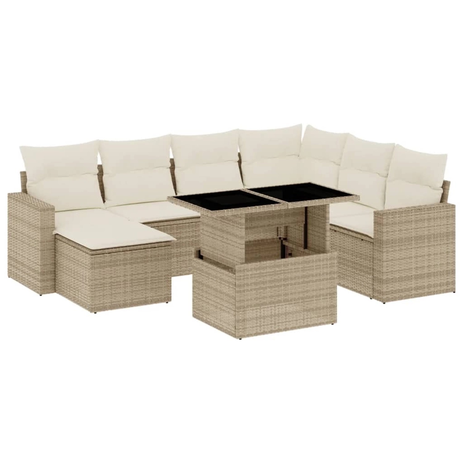 vidaXL 8-Tlg Garten-Sofagarnitur mit Kissen Beige Poly Rattan 3267438 günstig online kaufen