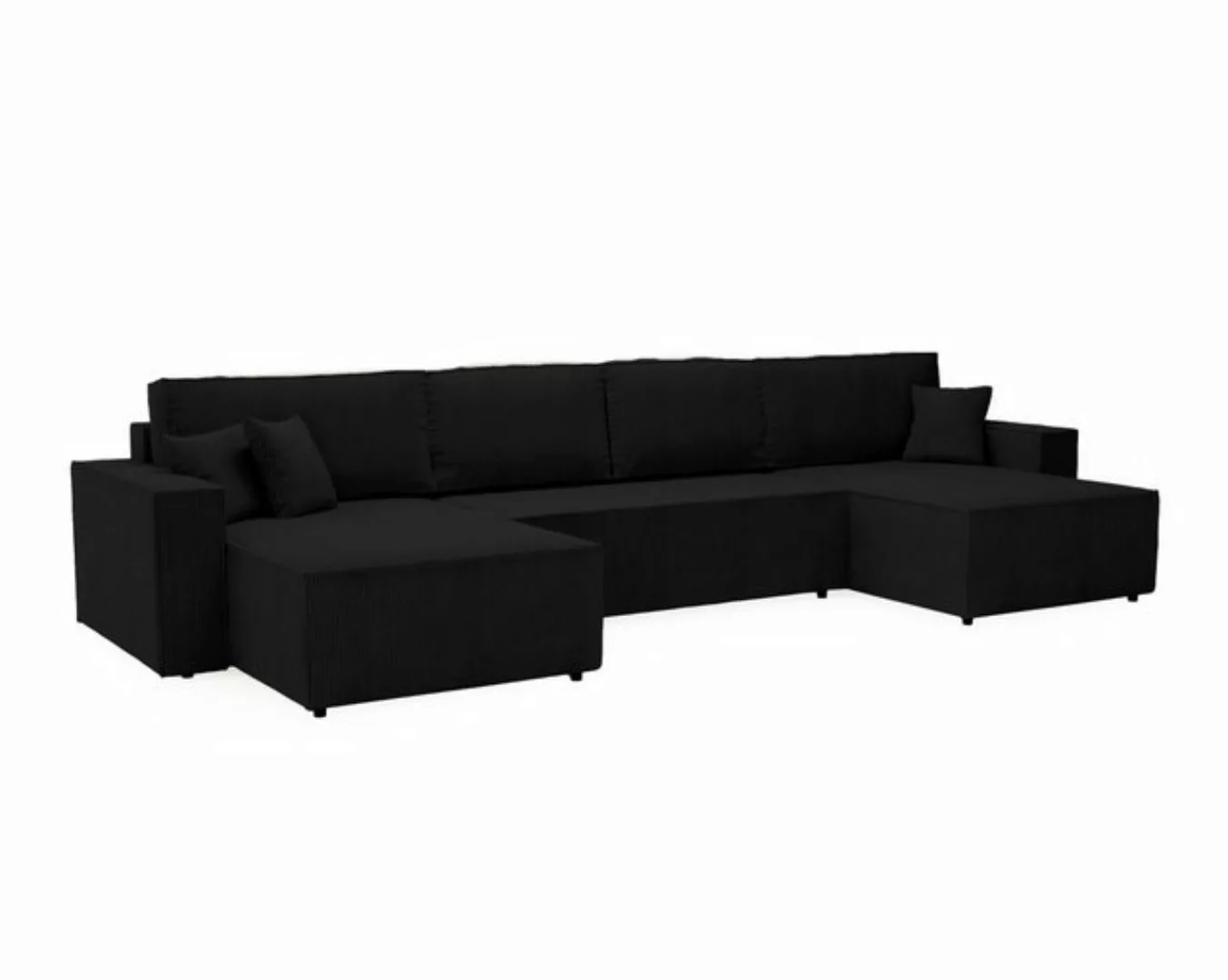 Goldstoff Ecksofa U Sofa mit Schlaffunktion Amalia U 377 cm- Sofa Cord günstig online kaufen