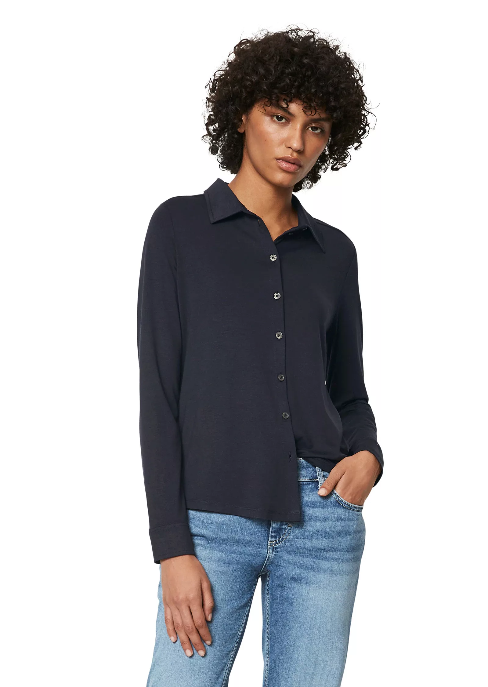 Marc O'Polo Shirtbluse Jersey-blouse, long sleeve, collar günstig online kaufen