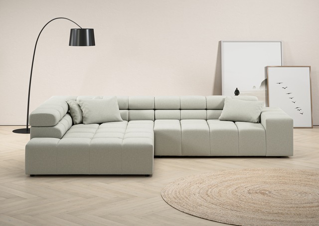 INOSIGN Ecksofa Ancona incl. Kopfteilverstellung, Zierkissen Breite 319cm, günstig online kaufen