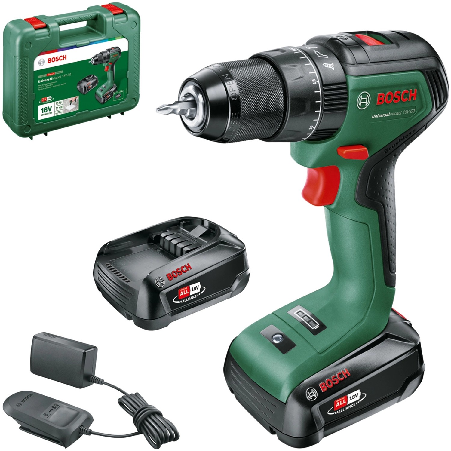 Bosch 18 V Akku-Schlagbohrschrauber UniversalImpact 18V-60 inkl. 2 x Akku 2 günstig online kaufen