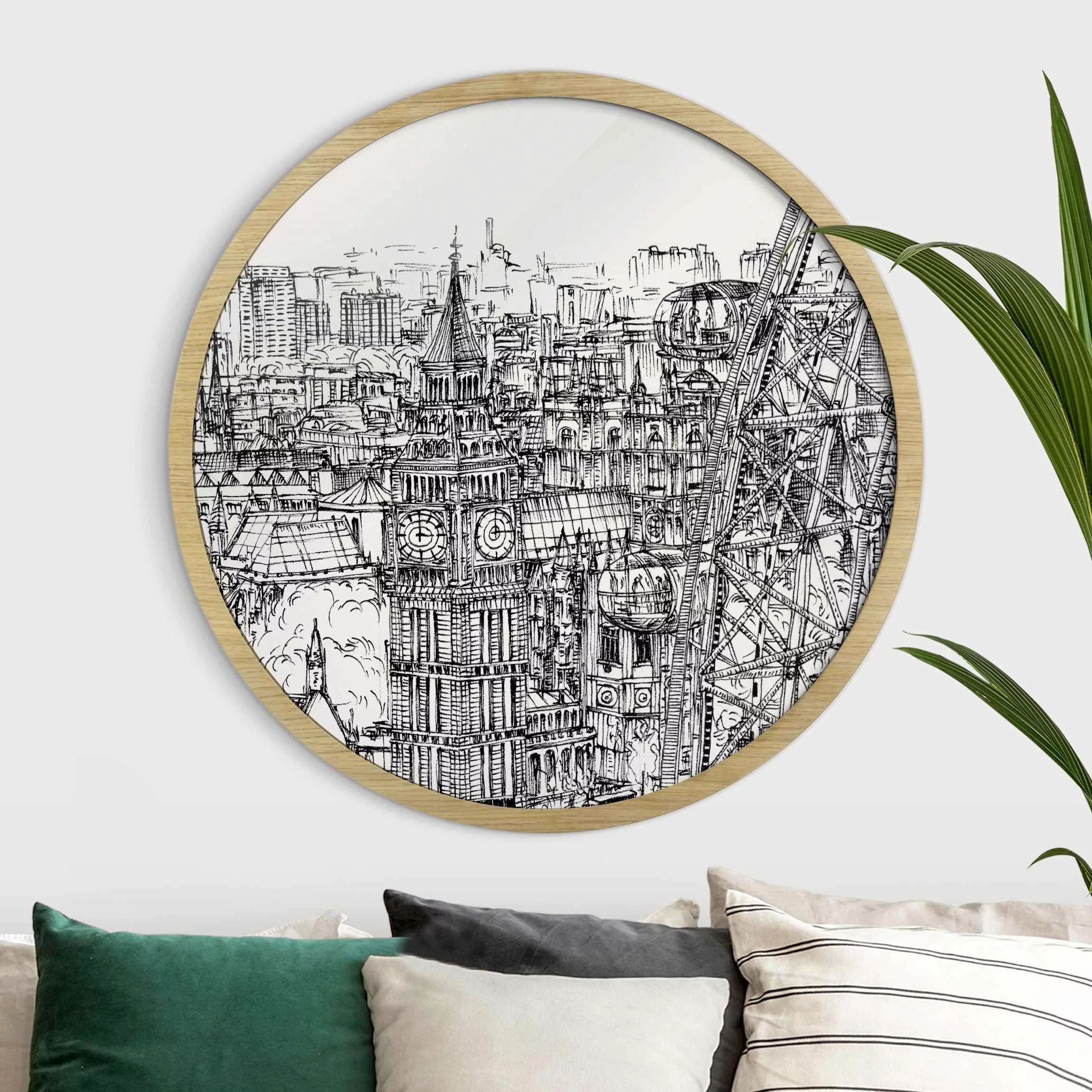 Rundes Gerahmtes Bild Stadtstudie - London Eye günstig online kaufen