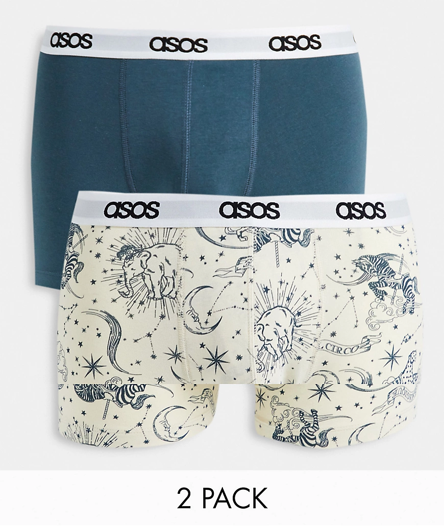 ASOS DESIGN – Unterhosen mit Himmelskörper-Print im 2er-Pack-Mehrfarbig günstig online kaufen