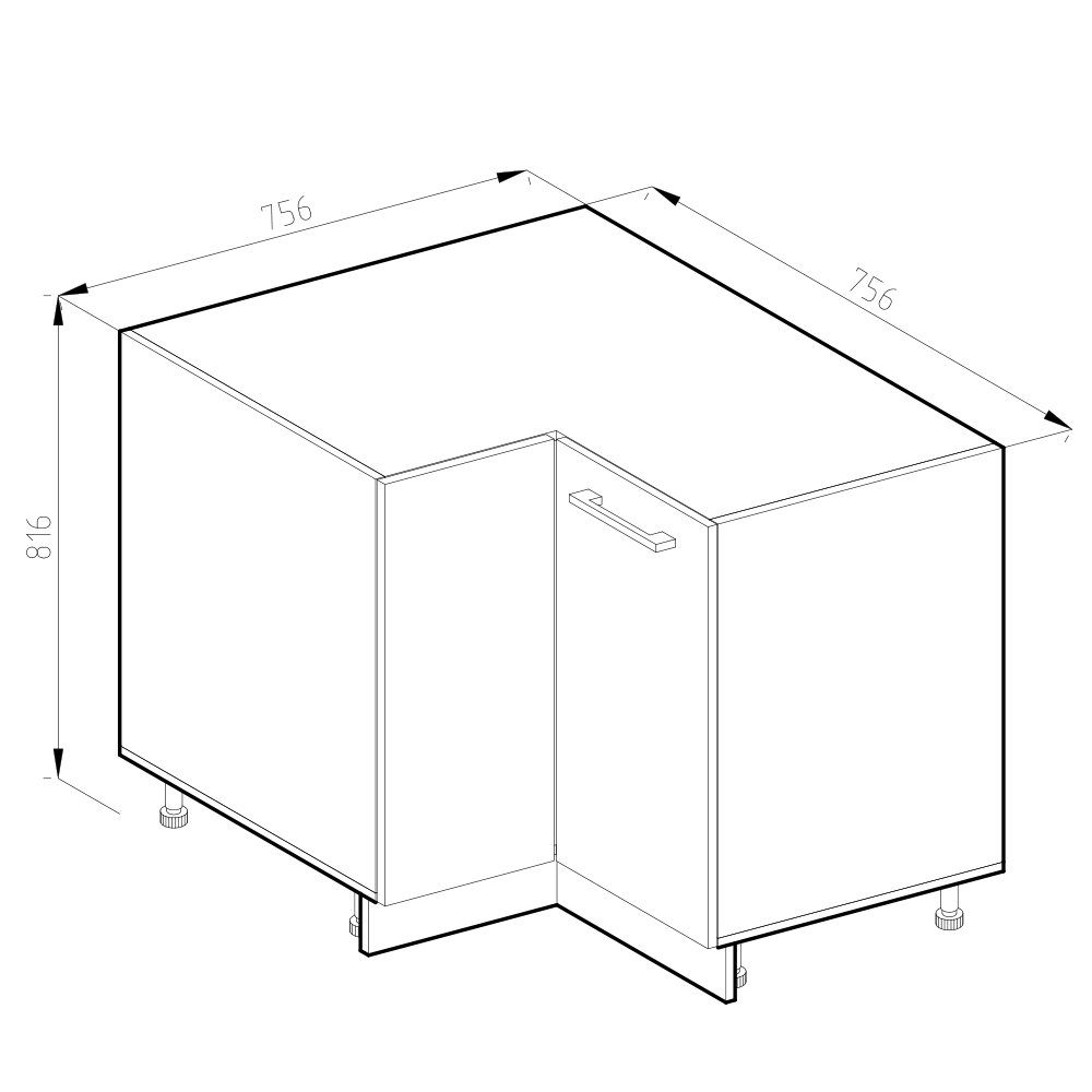 Vicco Eckunterschrank R-Line, Sonoma/Weiß, 75.6 cm, günstig online kaufen