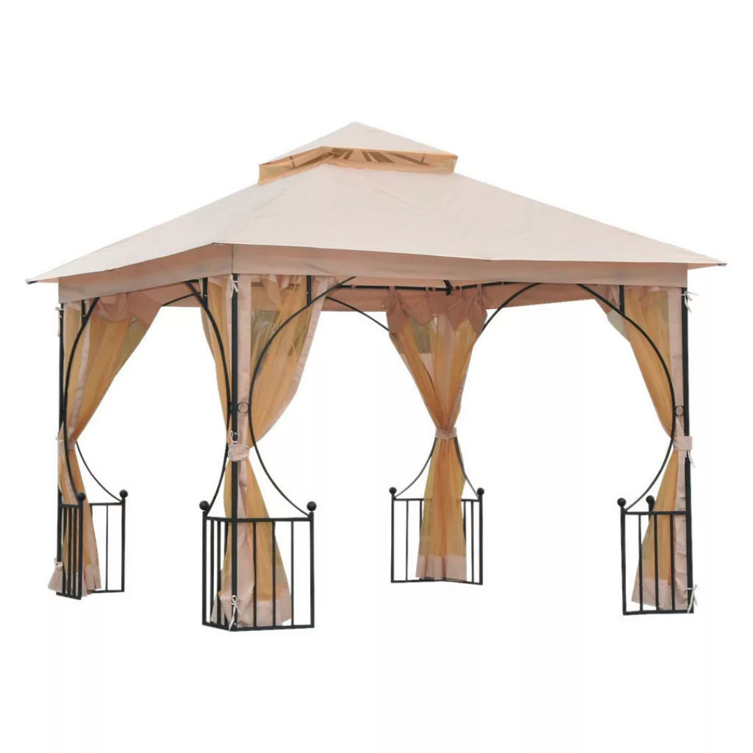 Outsunny Gartenpavillon beige Metall B/H/L: ca. 300x275x300 cm günstig online kaufen