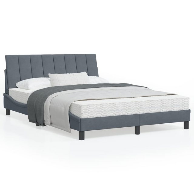 vidaXL Bettgestell Bett mit Matratze Dunkelgrau 120x200 cm Samt Bettgestell günstig online kaufen