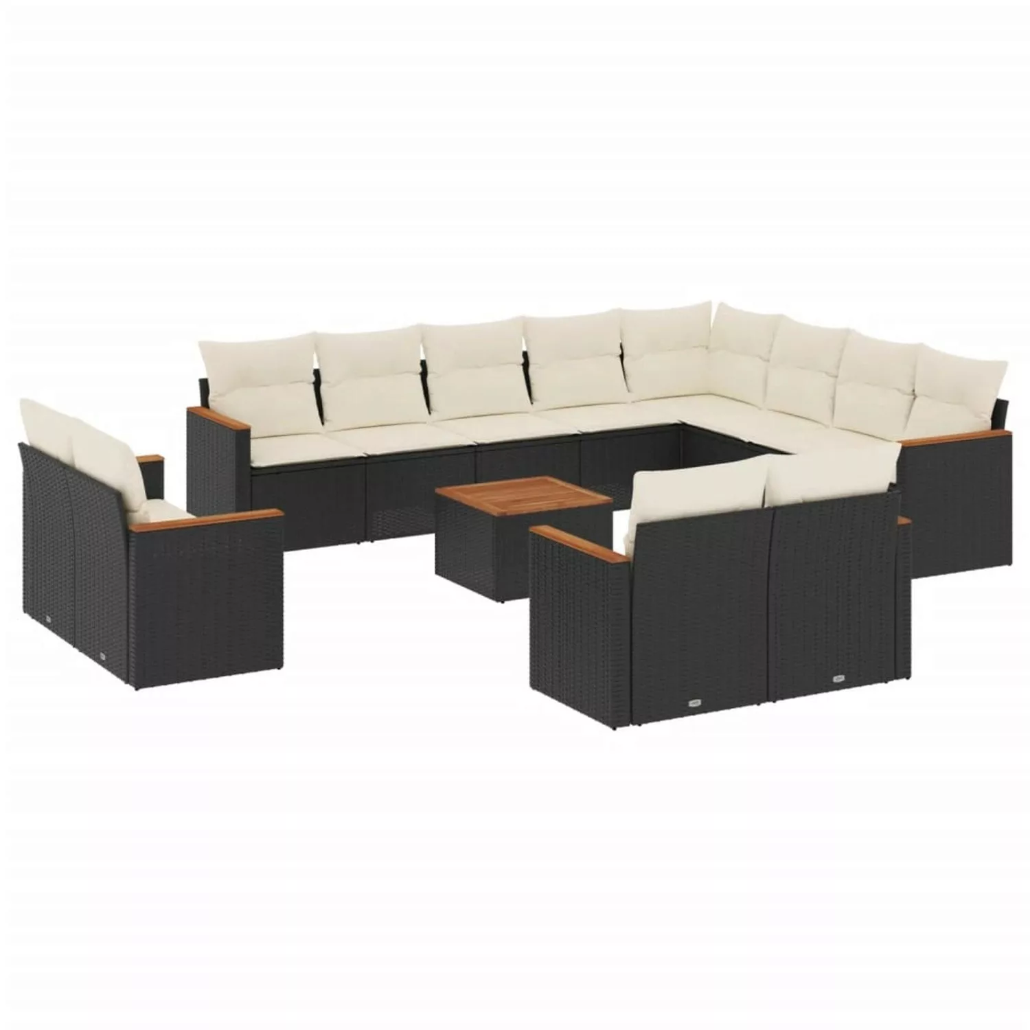 vidaXL 13-tlg Garten-Sofagarnitur mit Kissen Schwarz Poly Rattan Modell 60 günstig online kaufen