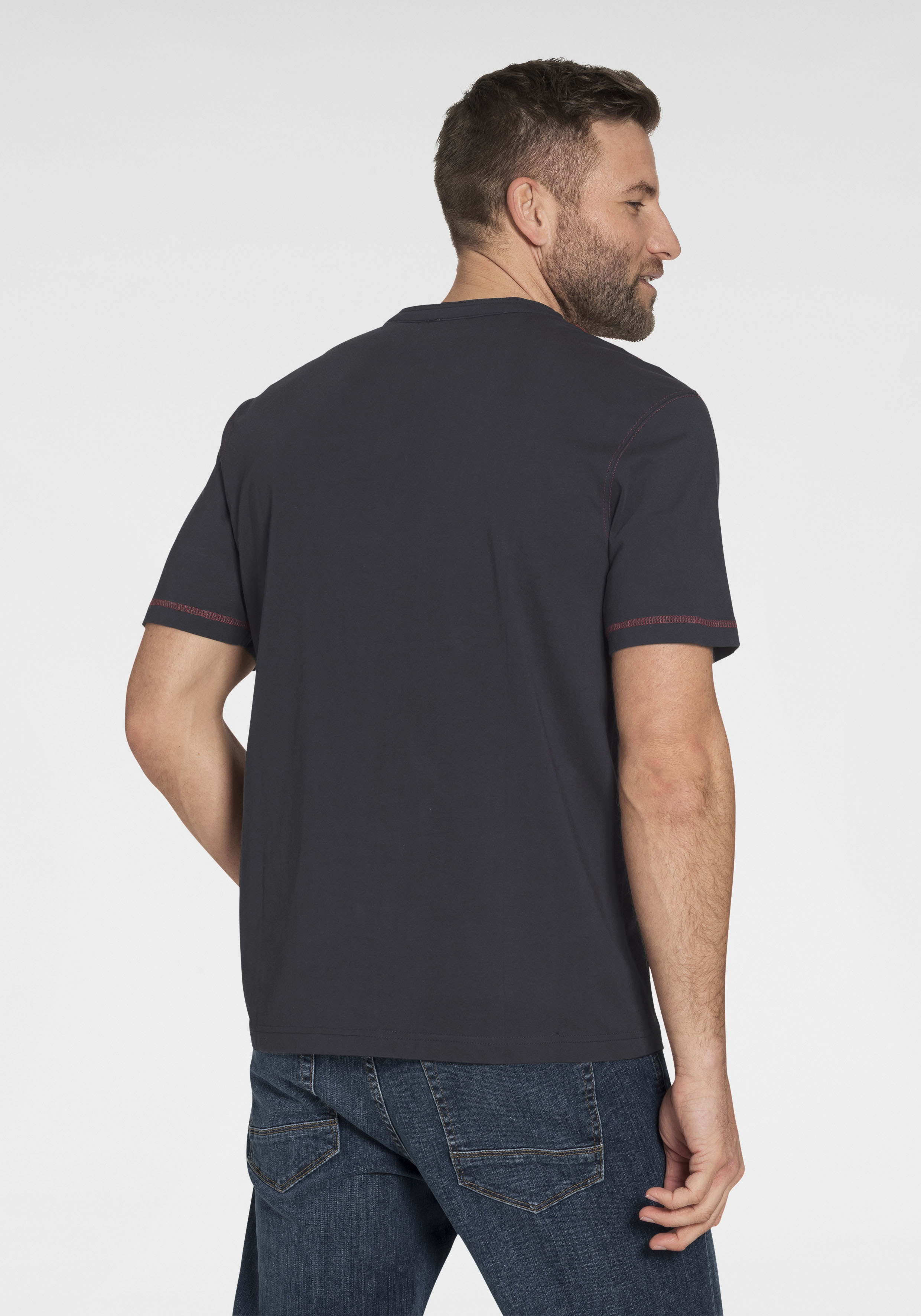 Man's World Henleyshirt mit kontrastfarbenen Nähten günstig online kaufen