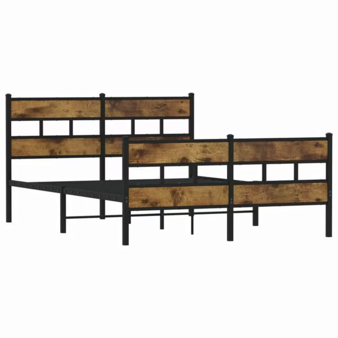 vidaXL Bett Metallbett ohne Matratze Räuchereiche 140x190 cm günstig online kaufen