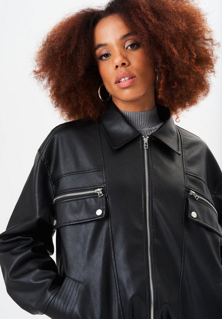 GINI LONDON Lederjacke Gini Faux Leather Schwarze Bomberjacke aus Kunstlede günstig online kaufen