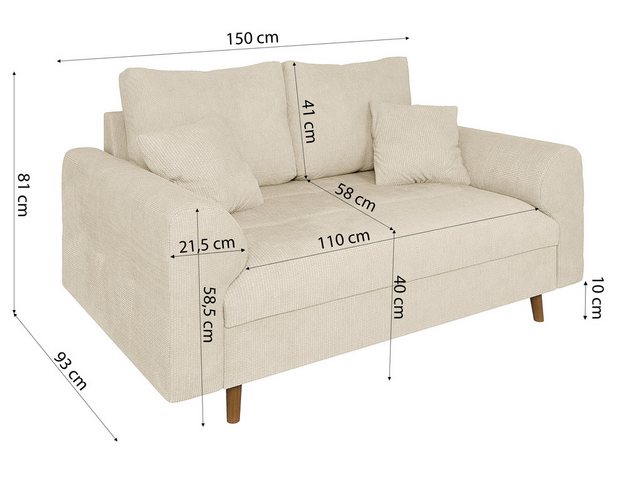 S-Style Möbel Polstergarnitur 2+1 Kristian mit Holzfüßen im skandinavischen günstig online kaufen