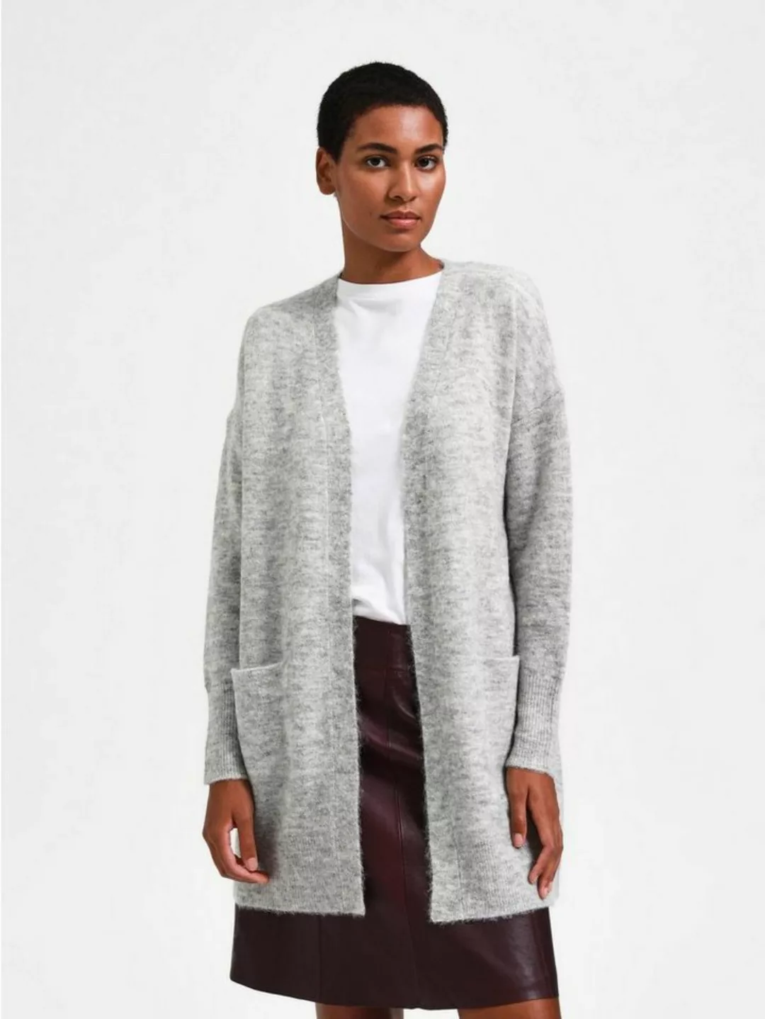 SELECTED FEMME Cardigan Lange Strickjacke mit Taschen Stretch Casal Cardiga günstig online kaufen