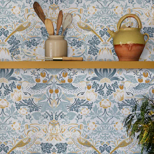 WILLIAM MORRIS AT HOME Vliestapete »Strawberry Thief«, Retro, Design Tapete günstig online kaufen