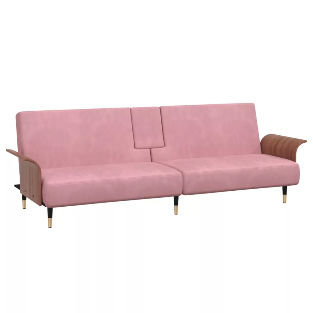 Vidaxl Schlafsofa Mit Getränkehaltern Rosa Samt günstig online kaufen