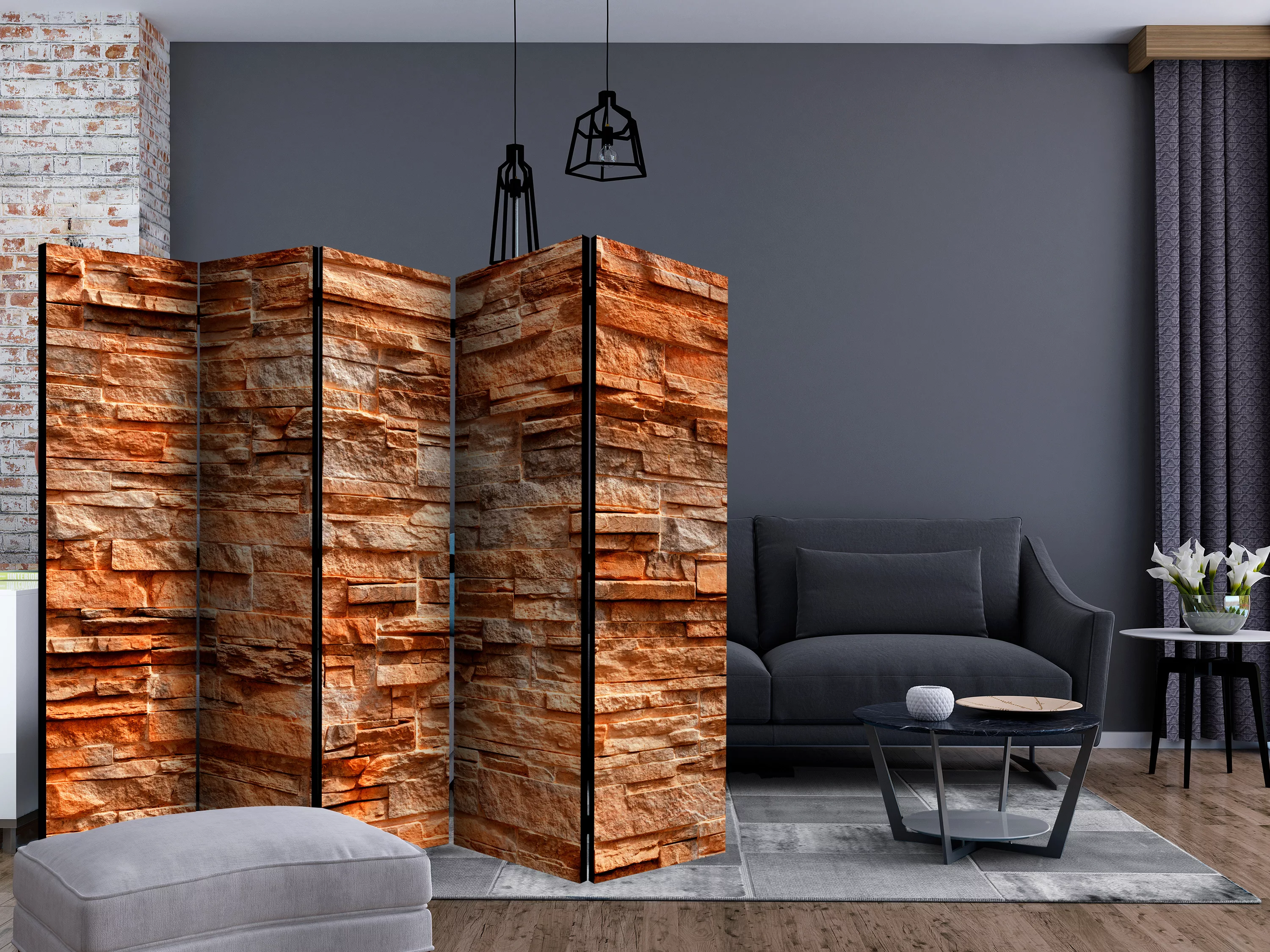 5-teiliges Paravent - Orange Stone Ii [room Dividers] günstig online kaufen