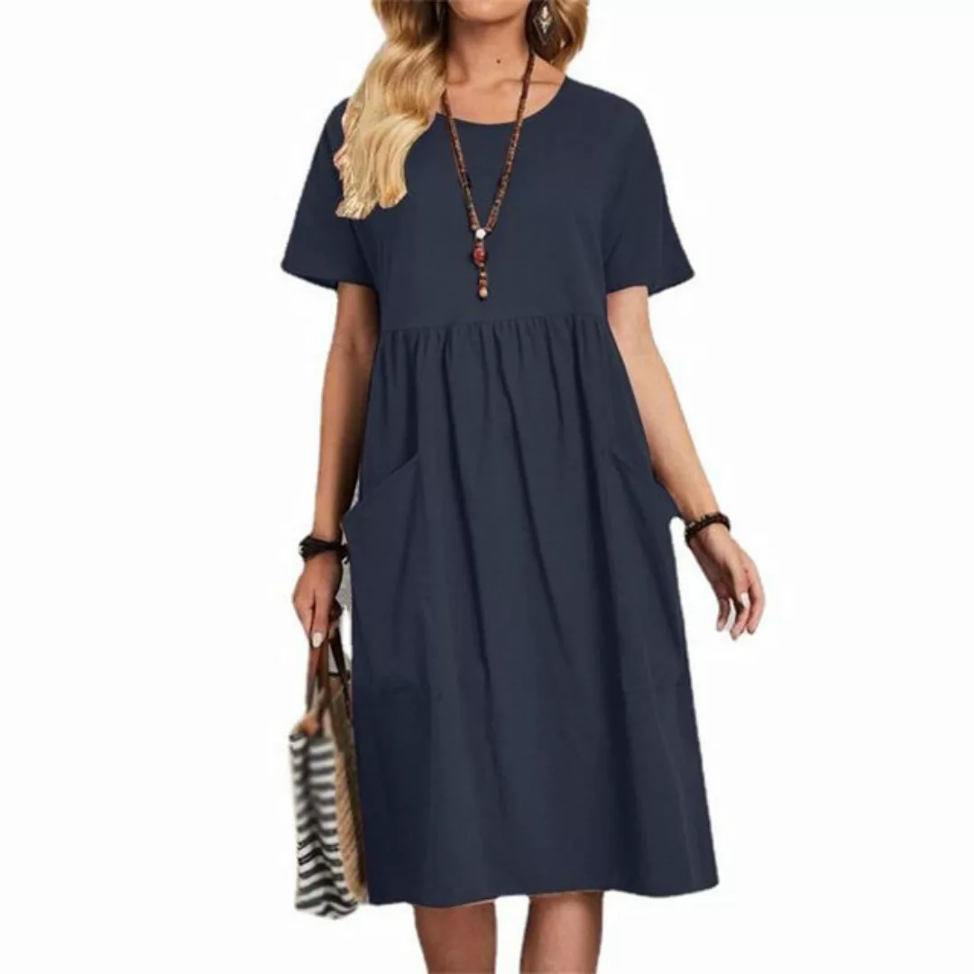 AFAZ New Trading UG Strandkleid Damen Leinen Kleider Casual V-Ausschnitt Mi günstig online kaufen