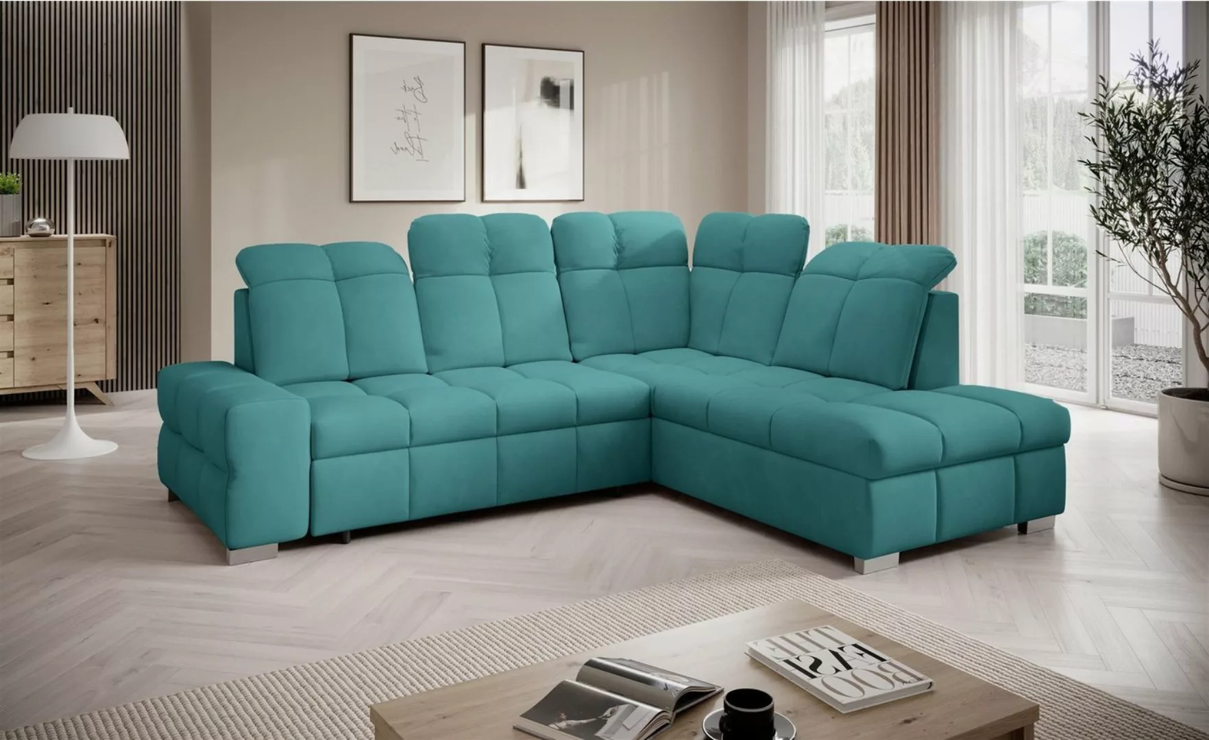 Fun Möbel Ecksofa Schlafsofa Sofa TEMPE in Stoff Element, Ottomane Links od günstig online kaufen