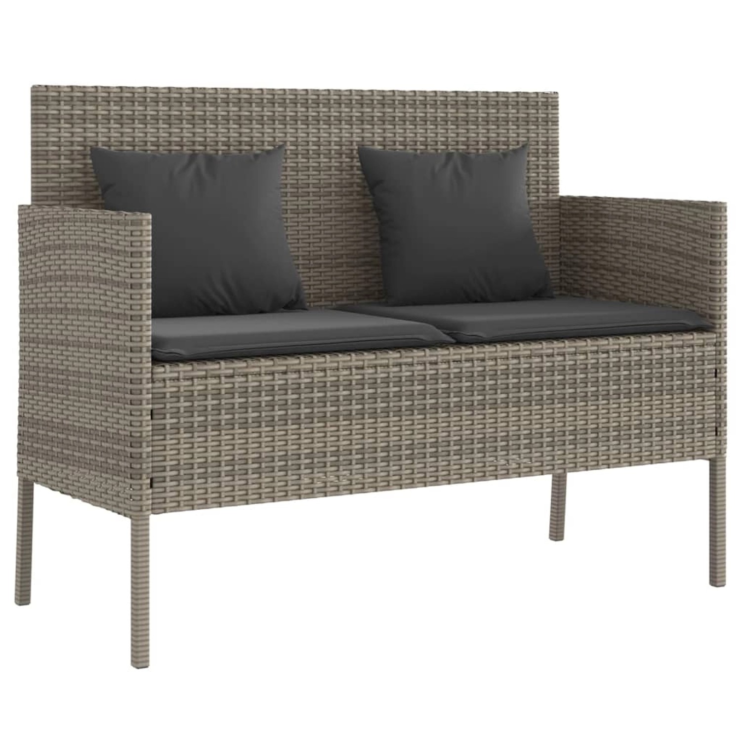 furnicato Gartenbank mit Kissen Grau Poly Rattan günstig online kaufen