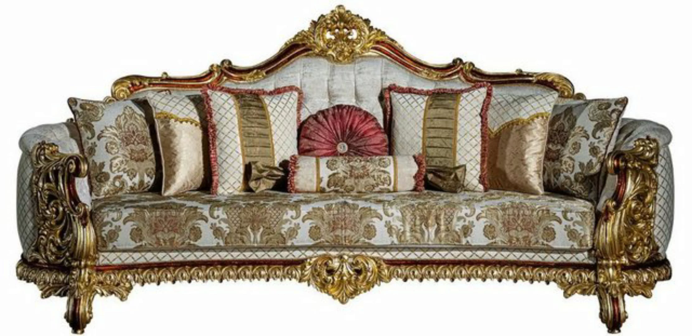 Casa Padrino Sofa Luxus Barock Sofa Grau / Rot / Gold 270 x 105 x H. 128 cm günstig online kaufen