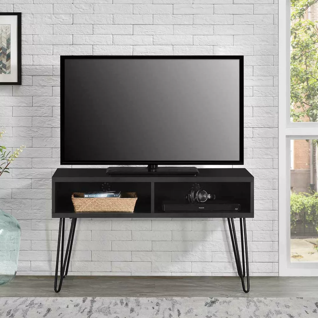 TV Board mit zwei offenen Gerätefächern Hairpin Legs günstig online kaufen