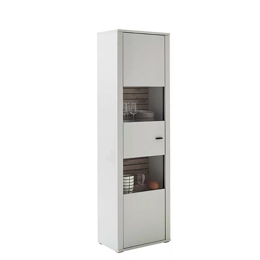 Vitrine weiss modern 206 cm hoch - 61 cm breit einer Glastür günstig online kaufen