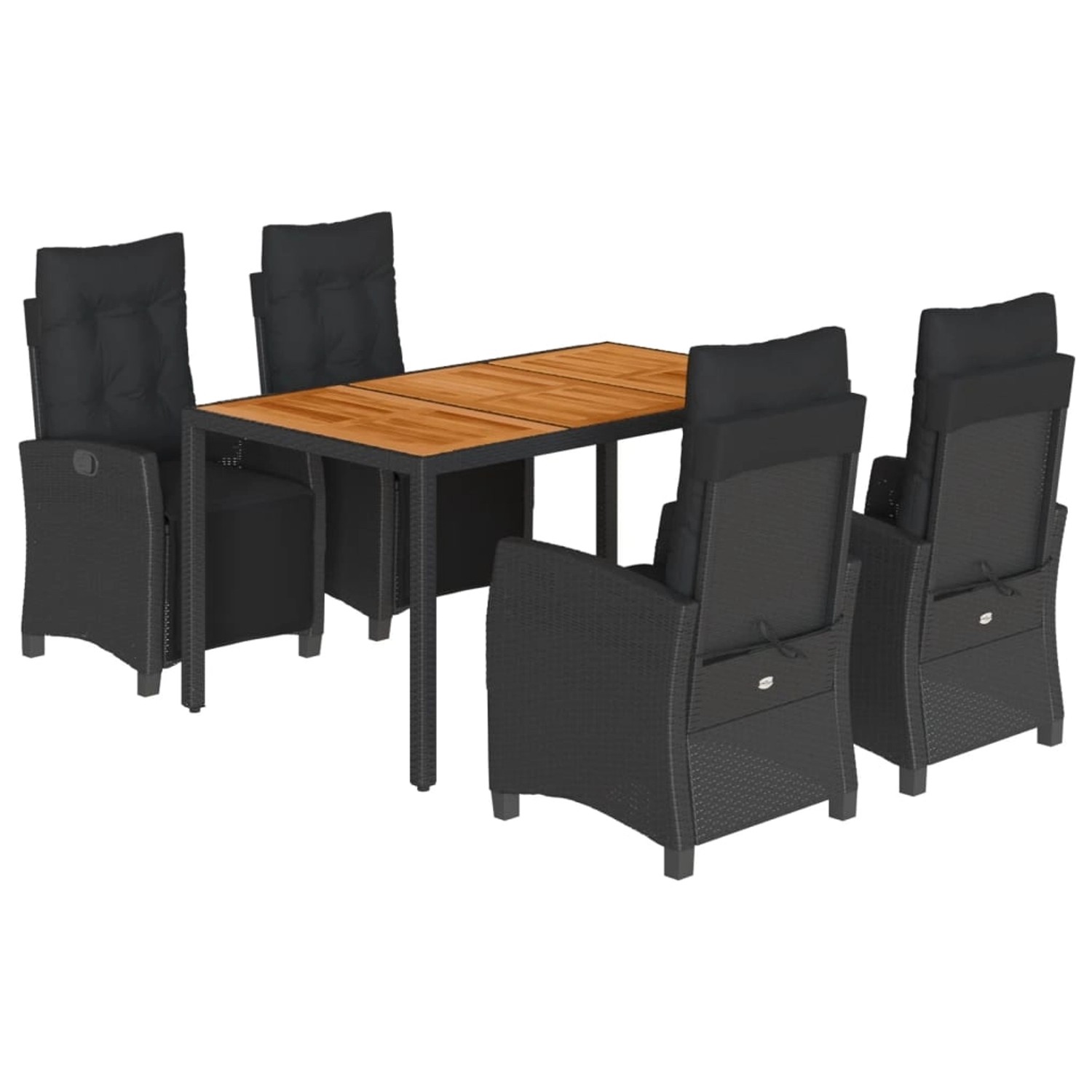 vidaXL 5-Tlg Garten-Essgruppe mit Kissen Schwarz Poly Rattan 3212908 günstig online kaufen