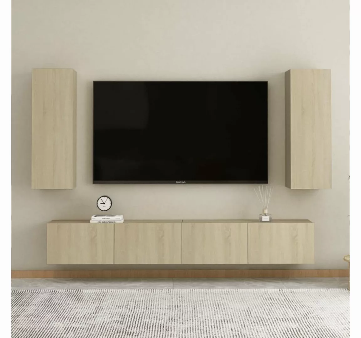 vidaXL TV-Schrank 4tlg TV Schrank Set Hängeschrank Wohnwand Fernsehschrank günstig online kaufen