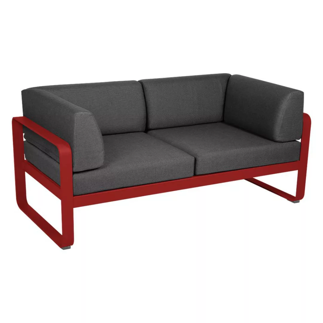 Bellevie 2-Sitzer Club Sofa 67 Mohnrot A3 Graphitgrau günstig online kaufen