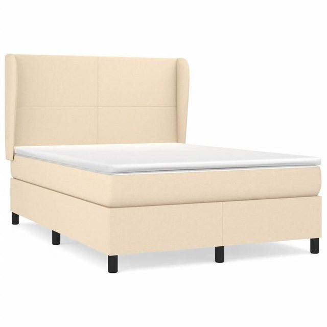 vidaXL Boxspringbett Boxspringbett mit Matratze Creme 140x200 cm Stoff Bett günstig online kaufen