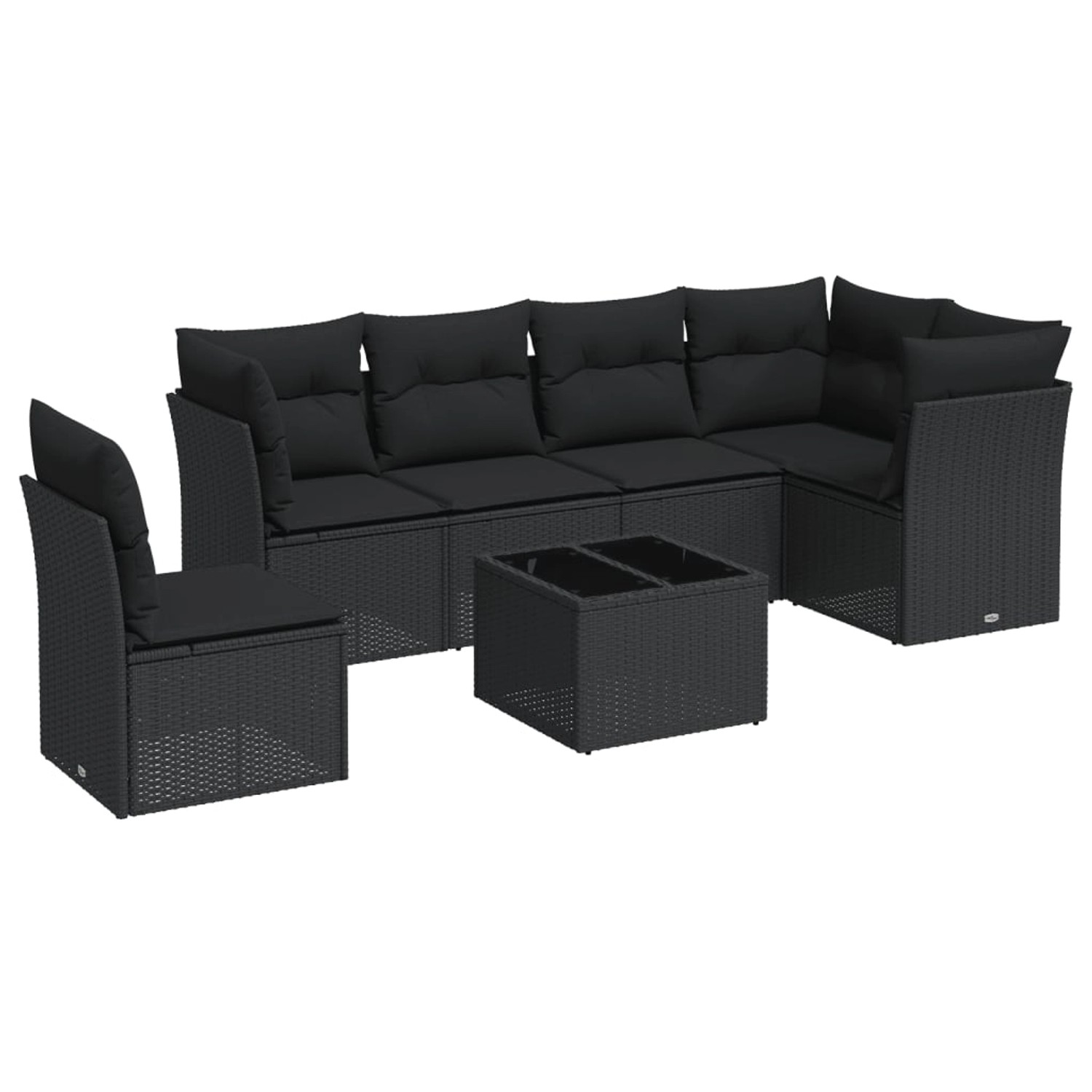 vidaXL 7-tlg Garten-Sofagarnitur mit Kissen Schwarz Poly Rattan Modell 8 günstig online kaufen