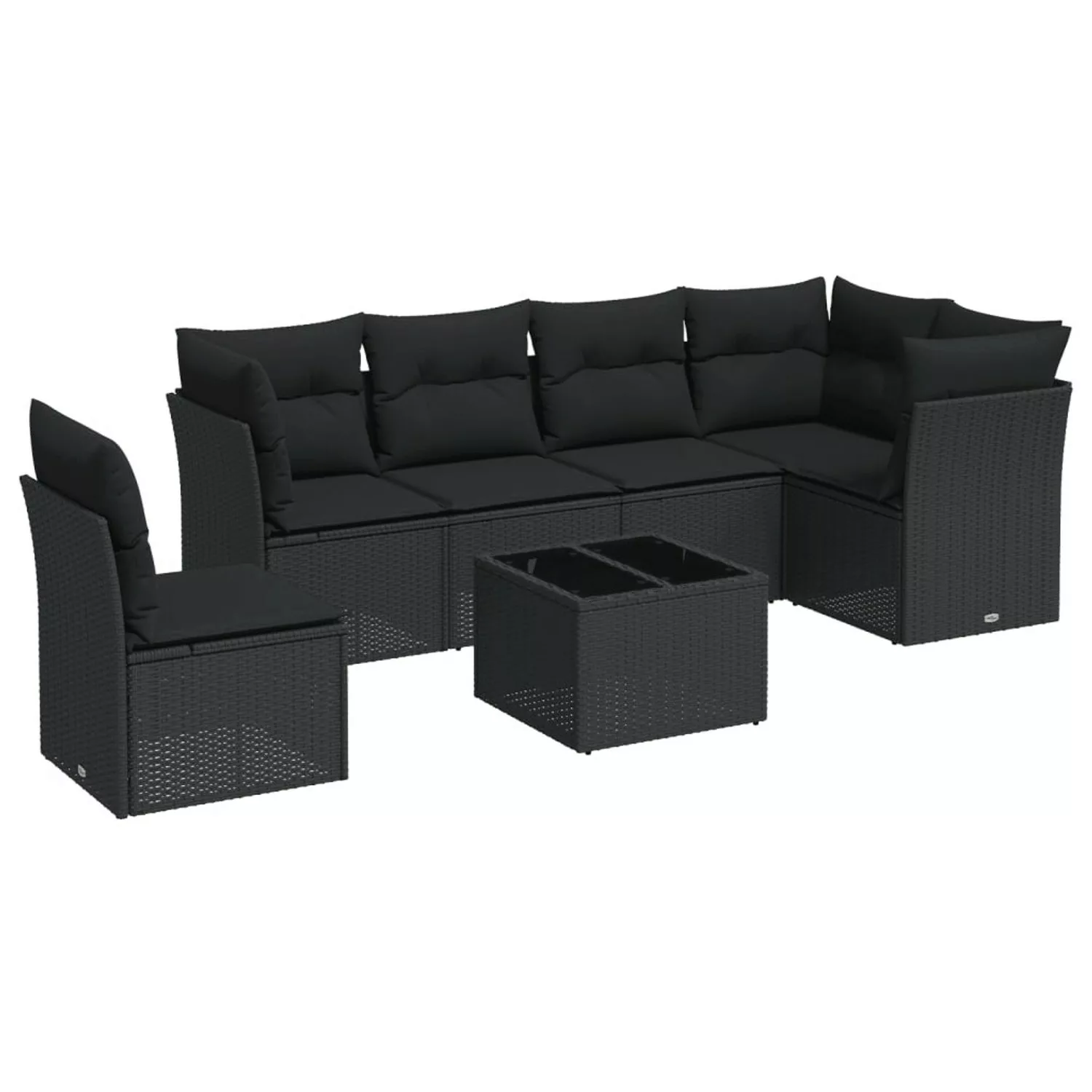 vidaXL 7-tlg Garten-Sofagarnitur mit Kissen Schwarz Poly Rattan Modell 41 günstig online kaufen