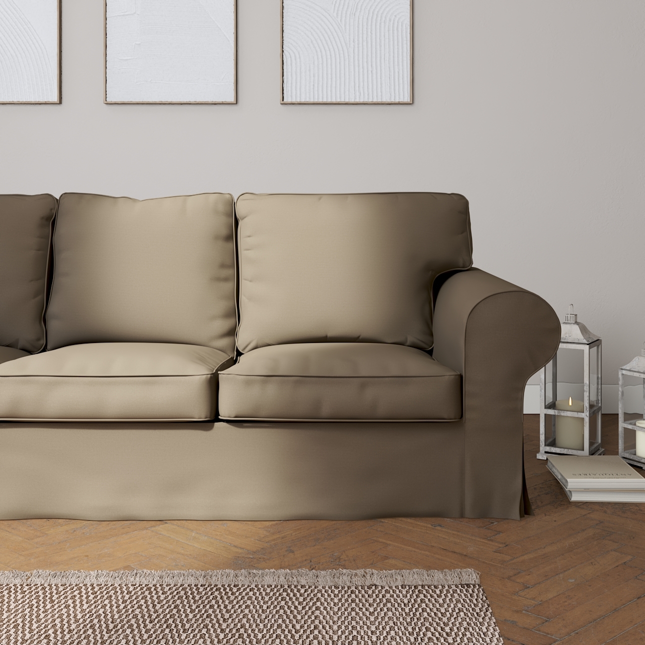Bezug für Ektorp 3-Sitzer Sofa nicht ausklappbar, mokka, Sofabezug für Ekto günstig online kaufen