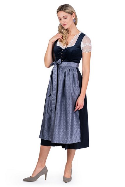 Spieth & Wensky Dirndl Samt Dirndl lang 2tlg. - ELISA - dunkelblau günstig online kaufen